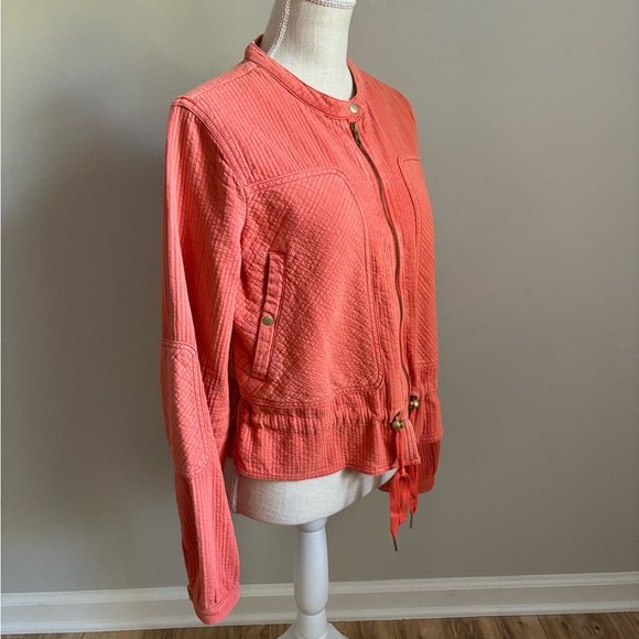 Anthropologie Joyce Textured Jacket Orange Coral - Picture 4 of 11